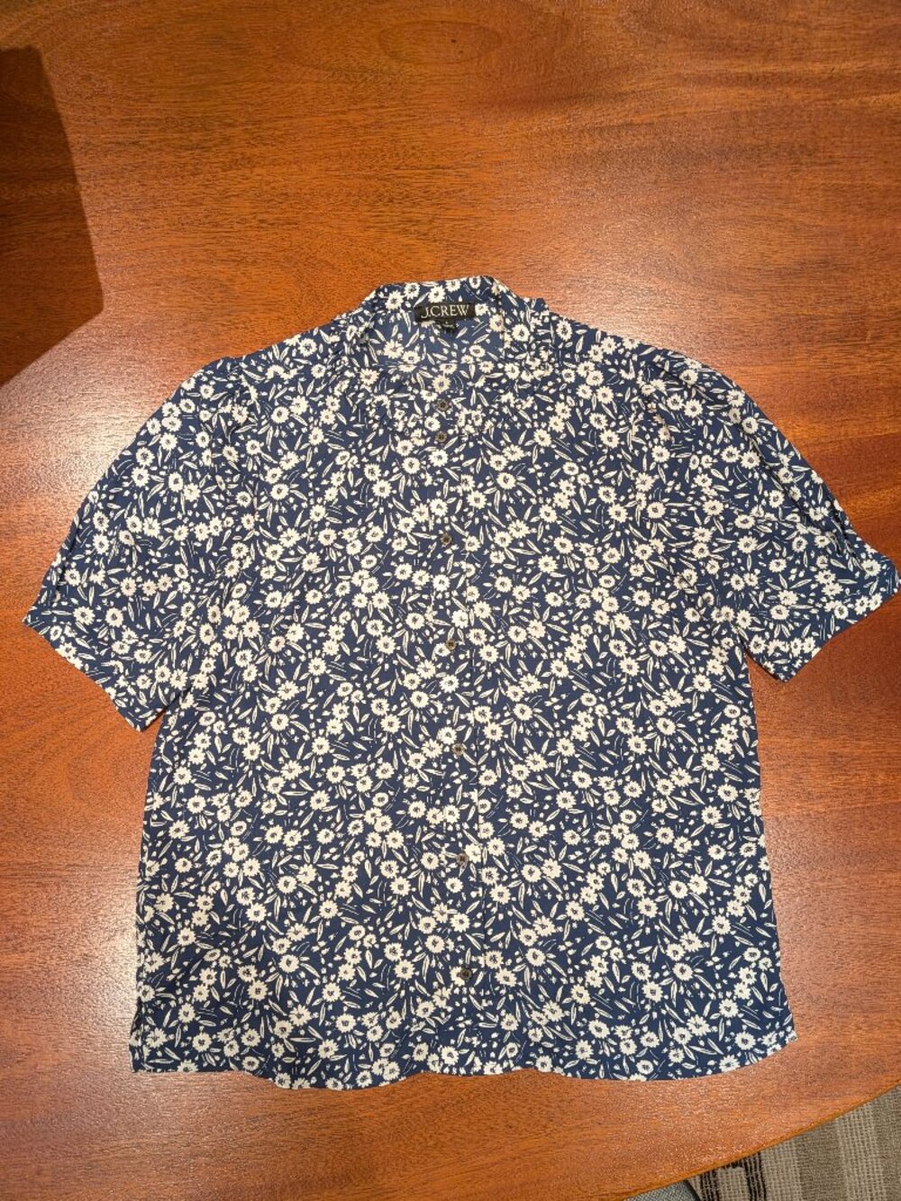 J. Crew puff-sleeve button-up top in garden stamp floral